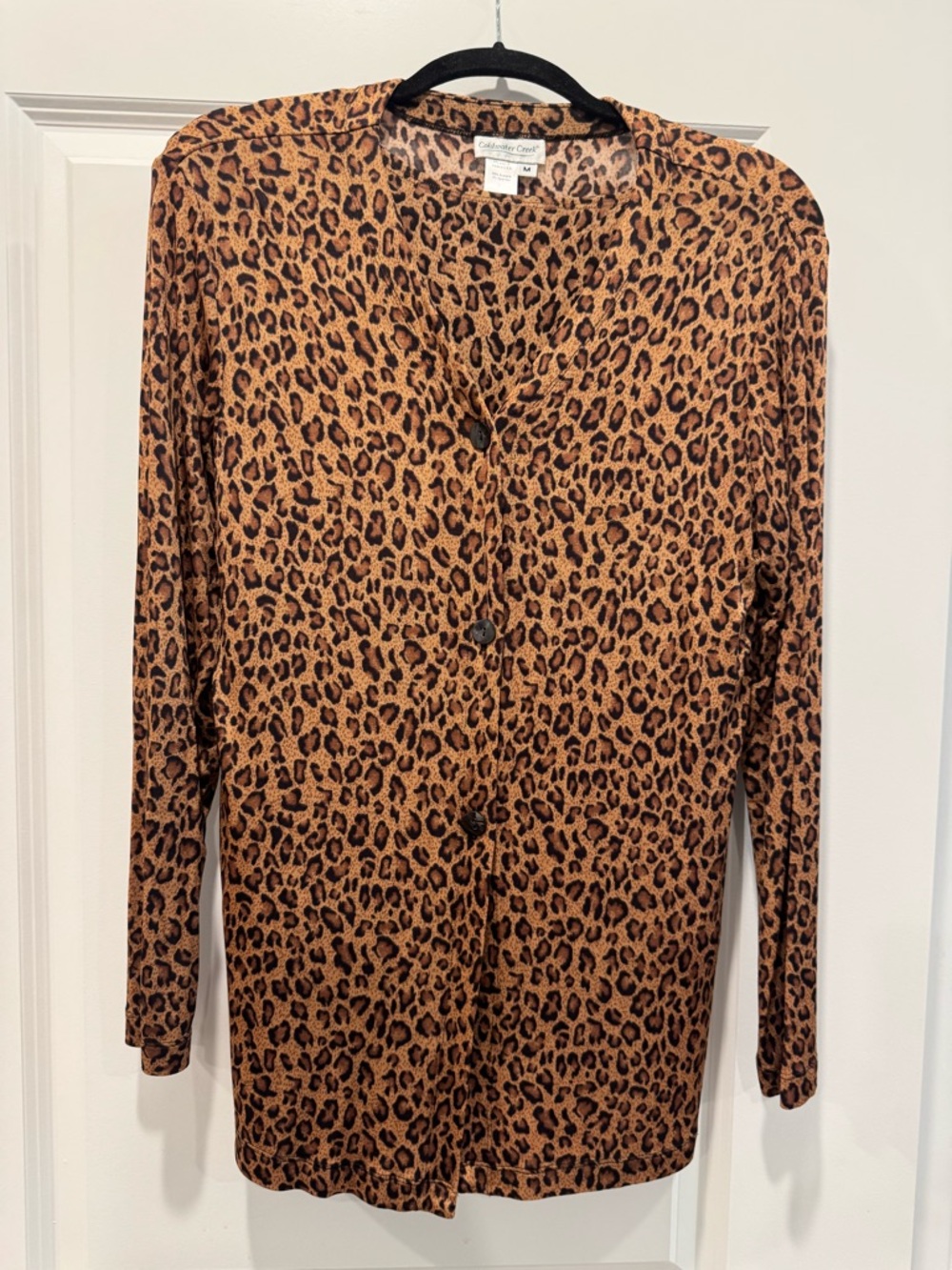Coldwater Creek Leopard Print Button Cardigan and Tank in Brown & Black